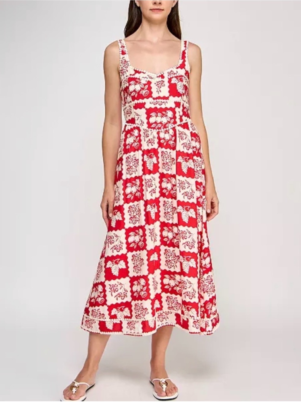 NWT Rosie Harlow Red and White Printed Midi Sundress - Women's Summer Dress